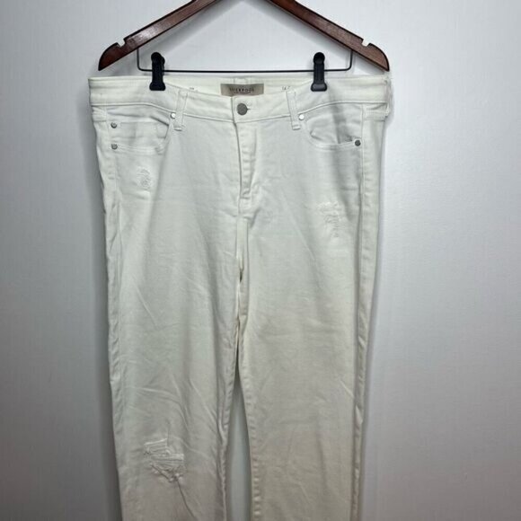 Liverpool Jeans Company Women’s Size 14 Distressed Raw Hem Jeans White Denim - Picture 2 of 11